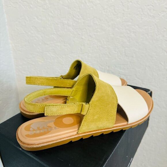 SOREL Ella II Slingback Leather Sandal, Comfort Shoe Olive Beige Size 10.5, NWT - Picture 2 of 16